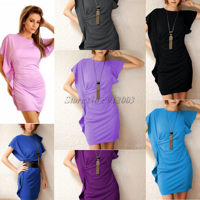 free shipping! Sexy batwing sleeve dress with T-string Sexy clubwear Lady nighty chemise Seven colors 2201