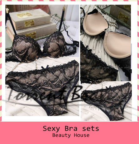 Free shipping sexy black lace lingerie bra set of the original single trade ladies' underwear female bra set drop shipping F0080