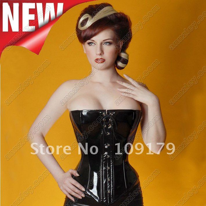 Free Shipping! sexy black leather corset retro palace corset