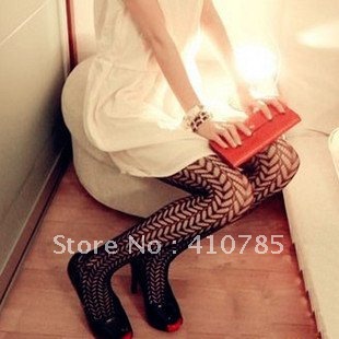 Free Shipping Sexy Black Pantyhose Lurex Glitter Fishnets Side Jacquard Costume Stockings Tights