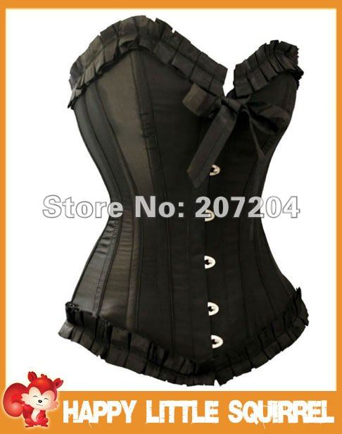 Free Shipping Sexy black women ladies Lingerie Lace up corset Top body shapper Boned bustier corsets Strapless wholesale