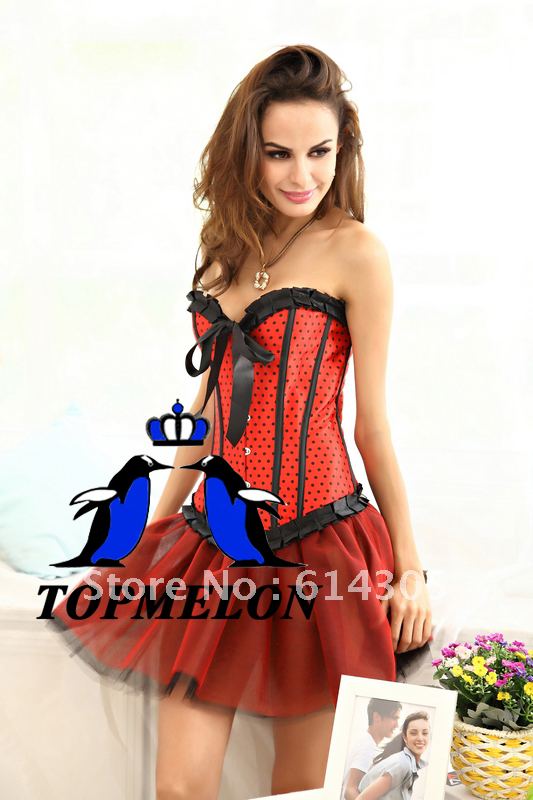 Free shipping Sexy Bustier Corset+G string Set underwear sexy Lingerie S M L XL dots royal bra shapewear 953