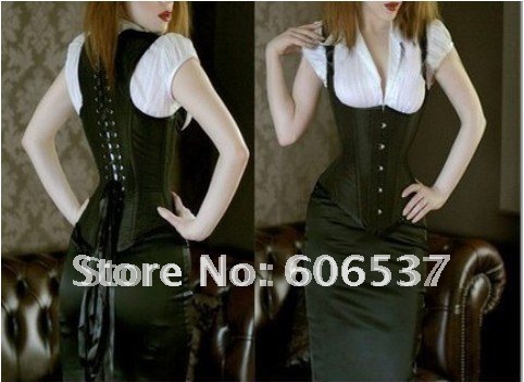 Free shipping!!Sexy Corset, Sexy Lingerie, Full Steel Boned Corset, Black Satin