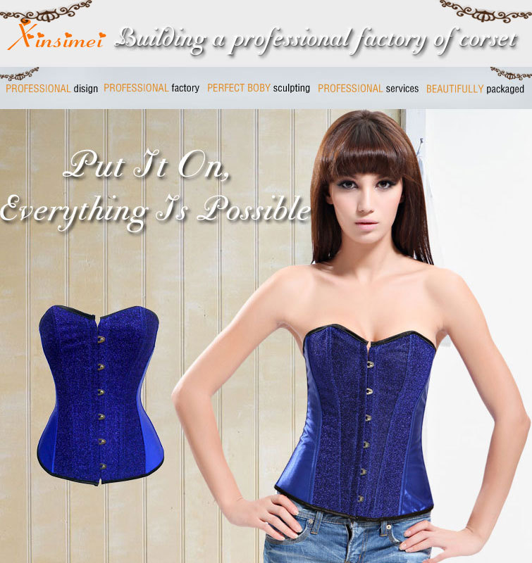 Free Shipping Sexy Corset Women Boned Bustier Corset+G string Set Lingerie S M L XL