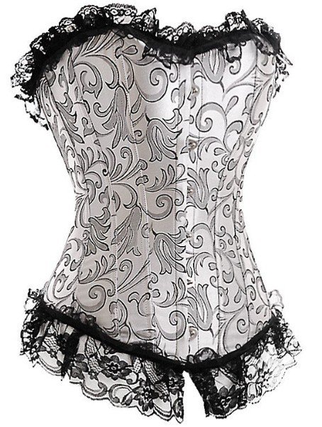 Free shipping!! sexy embroidered corset, lingerie, silver flowers boned corset 8132