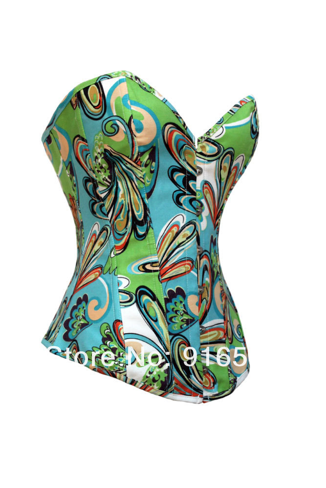 Free shipping Sexy Fashion New Multicolored Denim Corset Sexy Bustiers 5 Sizes S M L XL XXL 1066035025