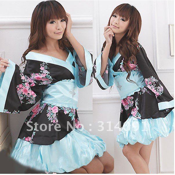 Free shipping Sexy floral kimono robe bathrobe sexy Japanese kimono on shoulder long sleeve