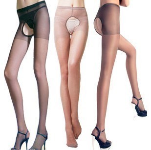 Free shipping sexy invisible leg socks ultra-thin+Core-spun Yarn both sides open file pantyhose