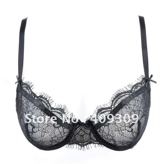 Free shipping Sexy Lace Bras,Black Ultra thin underwear,Women Translucent Bras