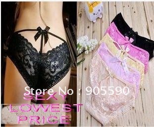 free shipping sexy Lace Cozy ladies thong lingerie Panties Briefs Underwear,mix color