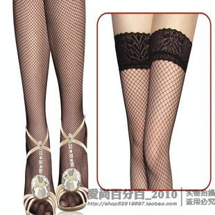 Free shipping Sexy lace fishnet black white mesh ossan thigh stocking