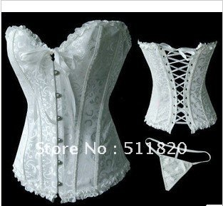 free shipping Sexy Lace up Steel Bustier + G-String Corsets Sets,girdles, Lingerie Underwear Sleepwear