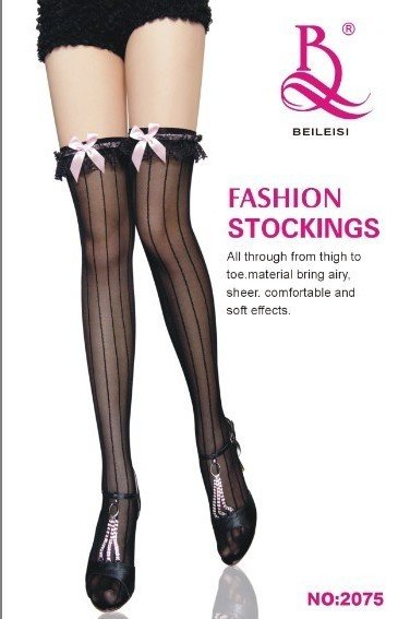 Free shipping Sexy Lady Long black stocking, 6 pieces/lot, 88% nylong 12% spendex 2075