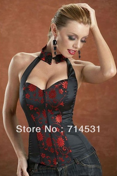 Free shipping!Sexy Lingerie Alisa Collared  Gorgeous Gothic Corset Women's Clothes/Brocade/Lingerie/Bustier/Corset/Black-CG004