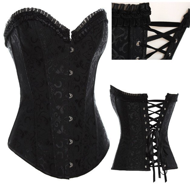 Free shipping!! Sexy Lingerie Black Steel Boned Gorgeous Gothic Corset Women's Clothes 8197