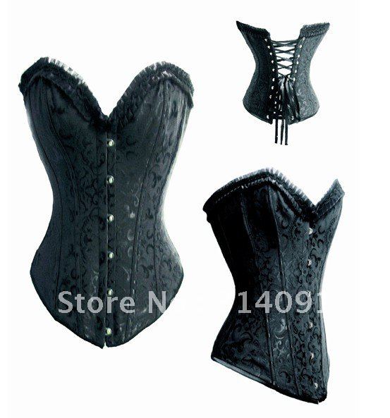 Free shipping!! Sexy Lingerie Black Steel Boned Gorgeous Gothic Corset Women's Clothes 8197