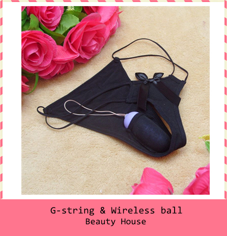 Free shipping Sexy lingerie cotton thong with a wireless massage ball sexy G-string no barries color black/pink Z0023