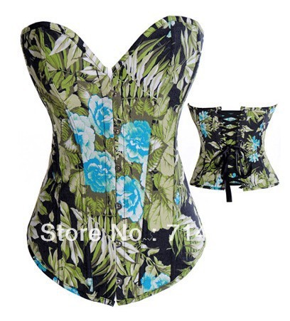 Free Shipping ! Sexy Lingerie Floral Fantasy Burlesque Green Sexy Lingerie/Brocade/Bustier/Corset/Lingerie CA2827