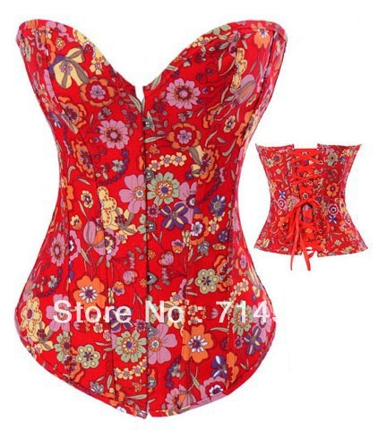 Free Shipping ! Sexy Lingerie Floral Fantasy Burlesque Red Sexy Lingerie/Brocade/Bustier/Corset/Lingerie CA2829