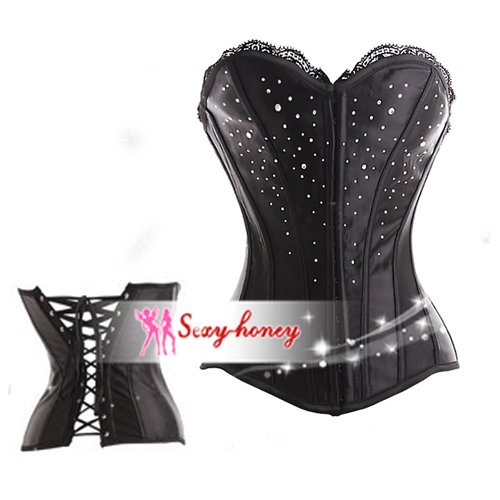 Free Shipping Sexy Lingerie Sexy Underwear Corset New Strapless Boned Corset Black Sexy Lingerie-LD-10302