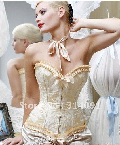 Free shipping!! Sexy Lingerie Wholesale Retail Satin Vintage Corset/G-String Pantyhose Sexy Corset Lingerie 8136