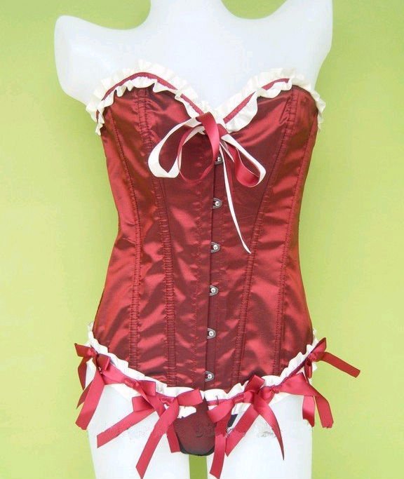 free shipping!Sexy Lingerie Women Clothes Red Corset Bustier+G-String