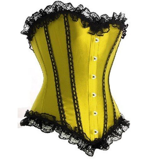 Free shipping!! Sexy Lingerie yellow Vintage Lace up Corset Bustier/G-String 8113