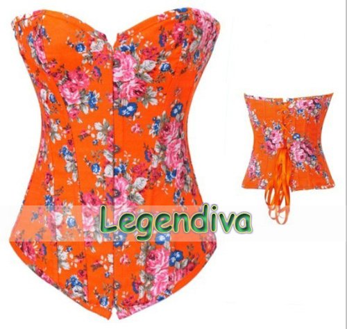 Free Shipping !Sexy Orange Waist Cincher Corset Top Basque Bustier Lingerie Wholesales S M L XL 2XL