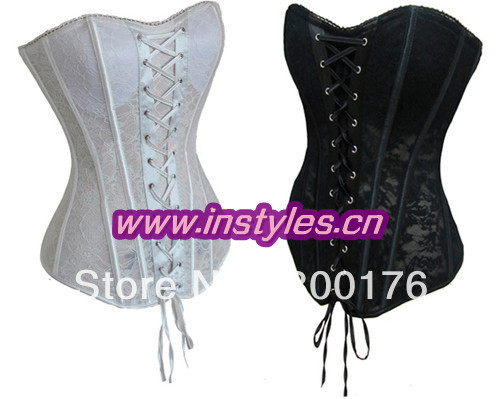 free shipping sexy piercing plastic Boned Satin Floral Reversible Corset tops