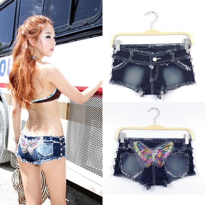 Free shipping  sexy  provocatively temptation ultra-low-waisted shorts femal jeans#Y477