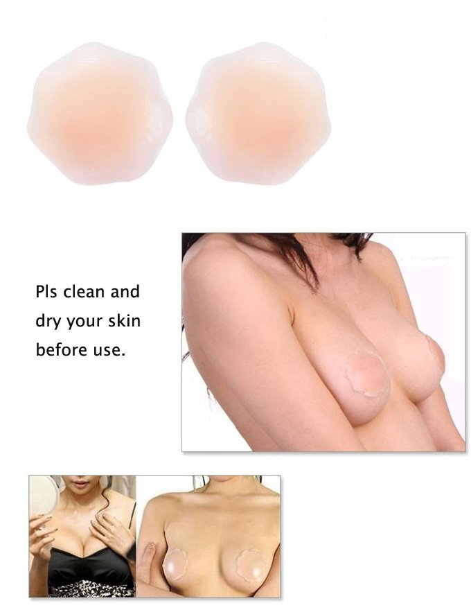 Free Shipping Sexy Reusable Invisible Self-Adhesive Silicone Breast Form Nipple Pad,Nipple Cover Petal Retail Wholesale HNB101