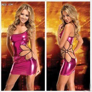 Free shipping Sexy short skirts gilding  purple patent leather queen Suit uniform sexy underwear