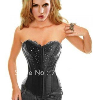 Free shipping!!Sexy strapless corset!2012 new style lingerie wholesales,diamond corset,Lace up Steel Bustier 1218 G-String