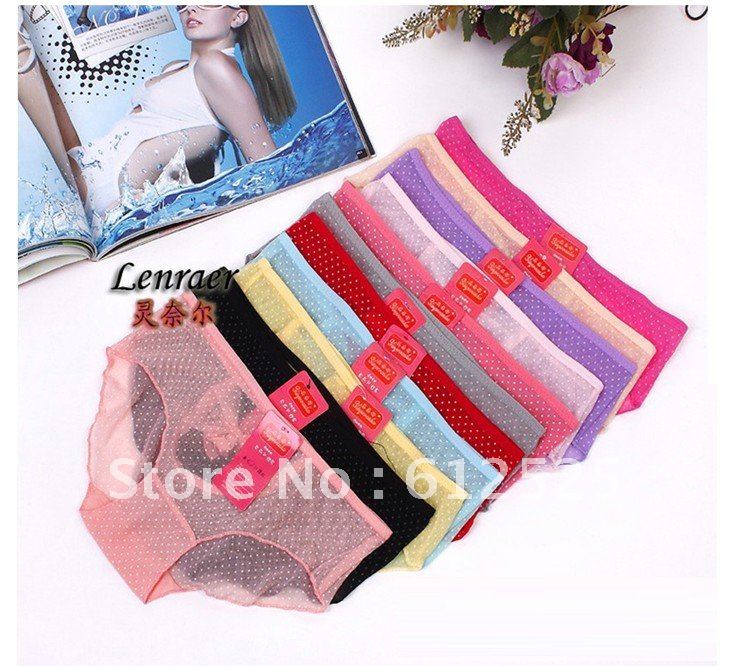 Free Shipping Sexy transparent gauze underwear underwear spots bowknot lady