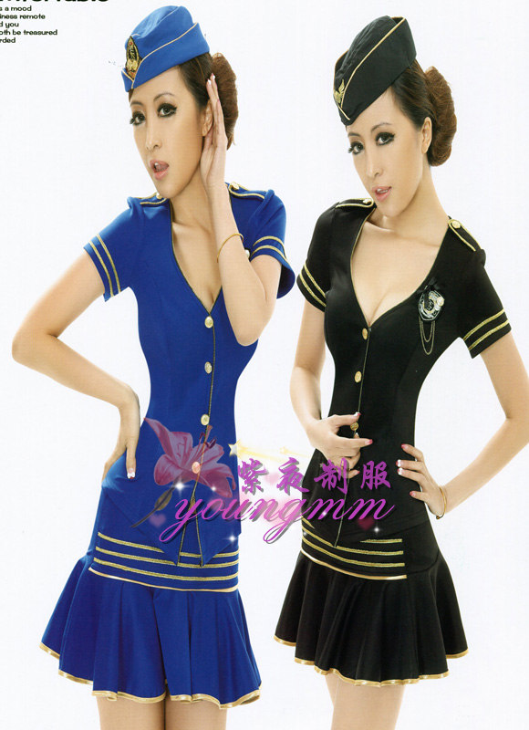 Free shipping Sexy uniforms the temptation of the loading work wear stewardess skirt set female sexy women's sauna work wear