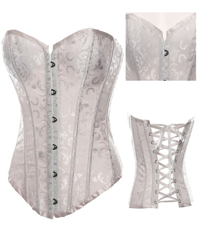 Free shipping!! Sexy White Floral Tapestry  brocade corset Lingerie Wholesale 8148