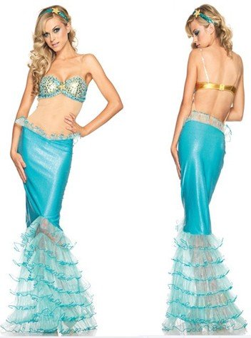 Free Shipping Sexy Woman's Lady's Frisky Mermaid Halloween Hallowmas Game Cosplay Costume Fancy Dress Blue