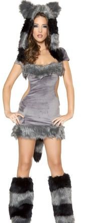 Free Shipping Sexy Woman's Lady's Frisky Wolf Halloween Hallowmas Game Cosplay Costume Fancy Dress blackwhite DS Grayblack