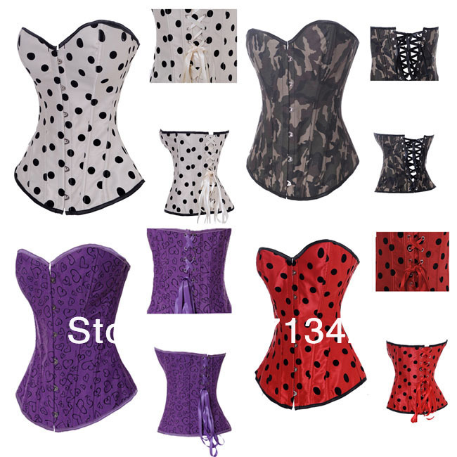 Free shipping sexy women corsets, sexy corsets+G string Sets ,Sexy shaper for women , Hot printing corsets Plus Size XXL