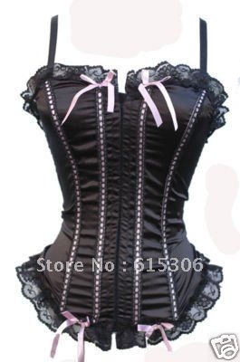 Free shipping Sexy Women Strapless Black Lace  Corset Bustier Overbust Top