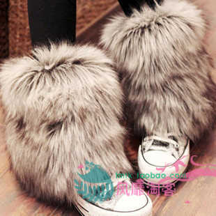 Free shipping short design 20cm macrotrichia grey leather cape hare wool ankle socks leg cover boots foot wrapping sets