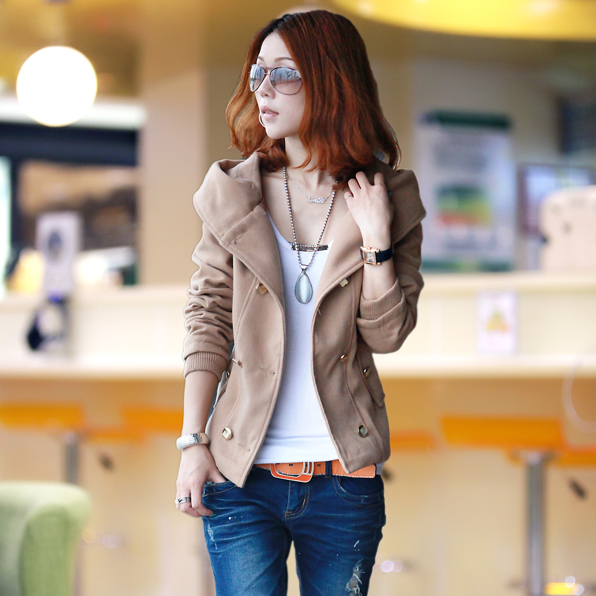 free shipping Short jacket thick outerwear female winter woolen outerwear autumn and winter outerwear 2012