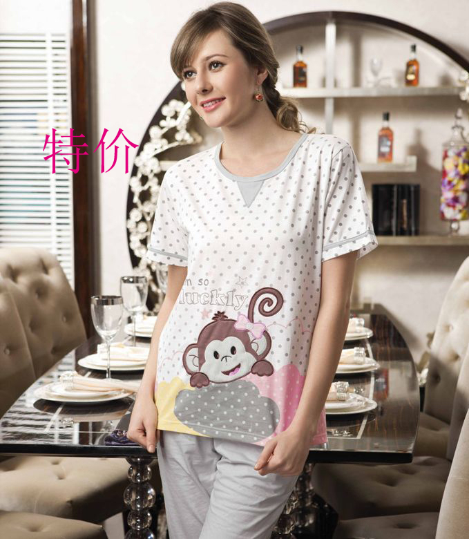 free shipping Short-sleeve lounge 8860 cartoon small 100% cotton sleepwear fashion women's set