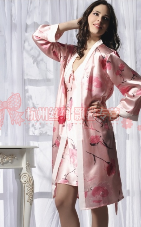 free shipping Silk sexy spaghetti strap fashion cloak sleepwear lounge ye0001 - foundation rose