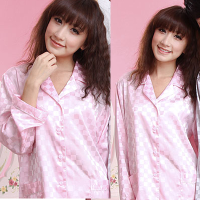 FREE SHIPPING Silk sleepwear long sleeve length pants quality fashion sleep set