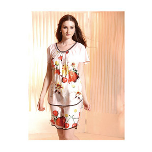 Free Shipping Silk sleepwear  spring and summer women's honourable lounge set S2281