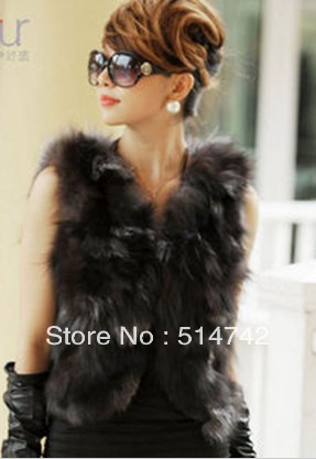 free shipping !!Silver fox wool PI cao brief paragraph ma3 jia3 / vest 50 centimeters long  Z-140