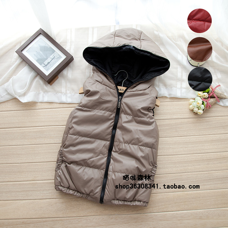 free shipping Simple casual fashion all-match PU coating fabric with a hood cotton vest 0.38kg