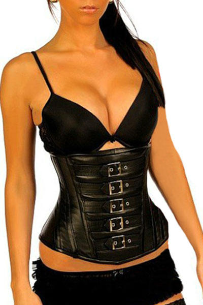 Free Shipping Single tier stsrhc black leather body shaping corset vest 5267 - 2 16a