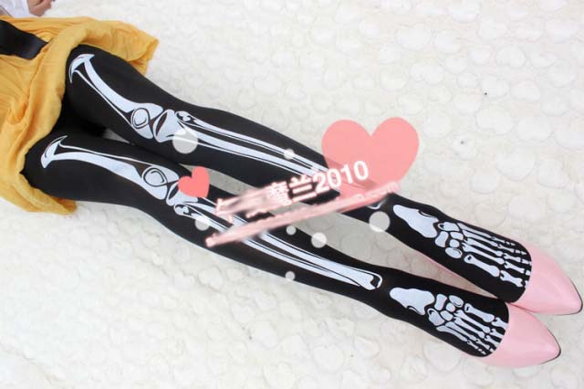 Free shipping skeleton printing tight  pantyhose  sexy  leggings stocking